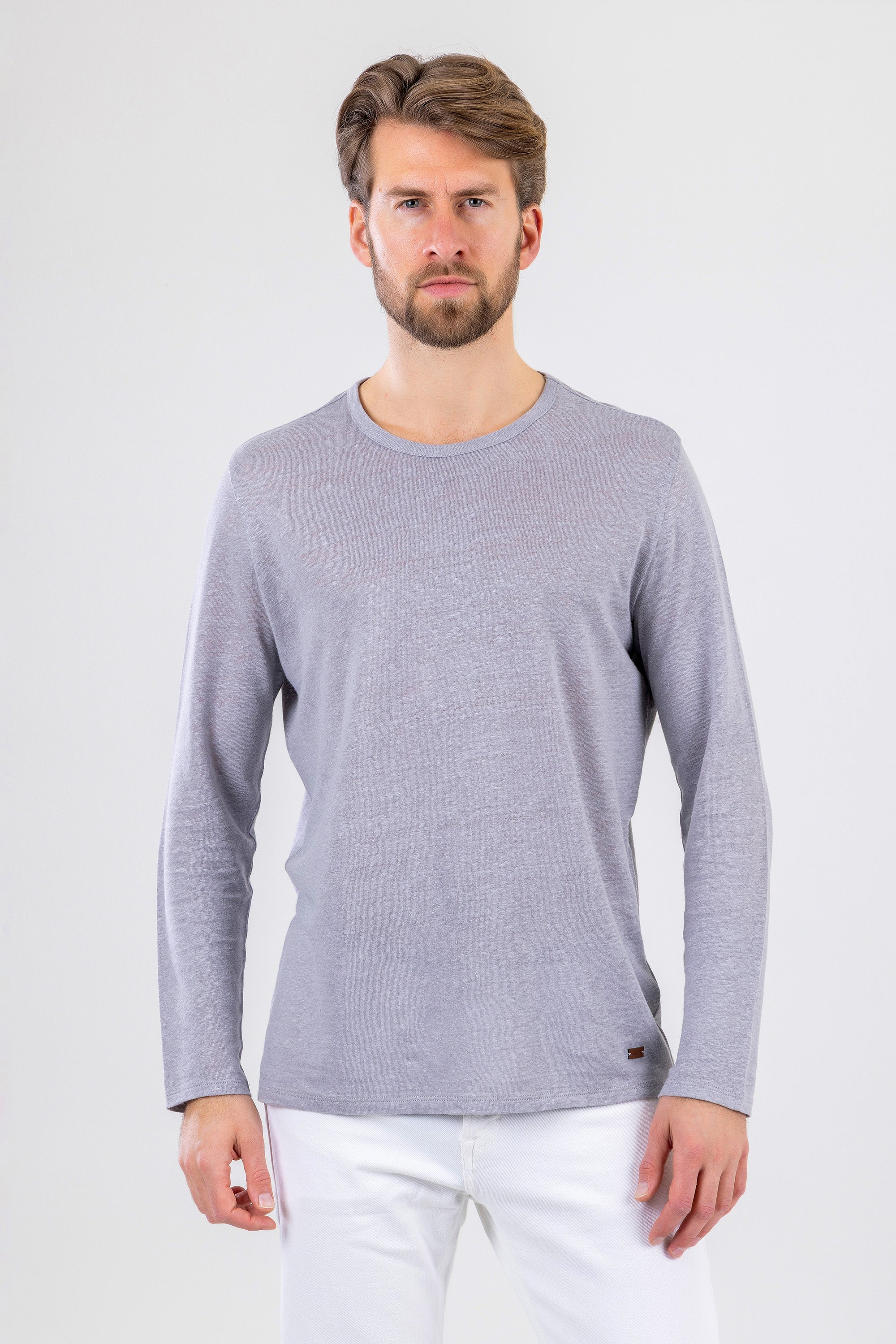JACK Long Sleeve Classic Gray Linen T-Shirt