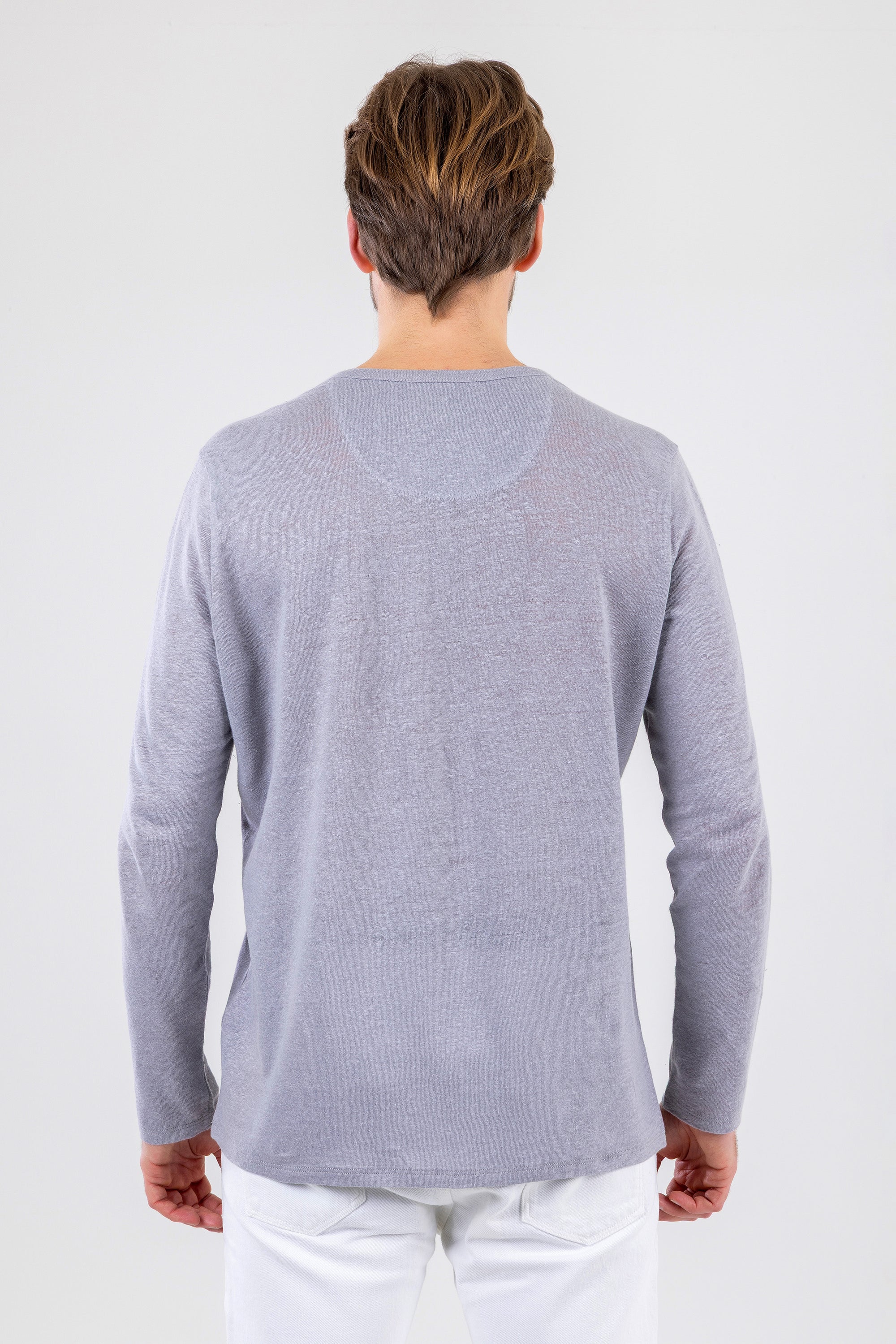 JACK Long Sleeve Classic Gray Linen T-Shirt