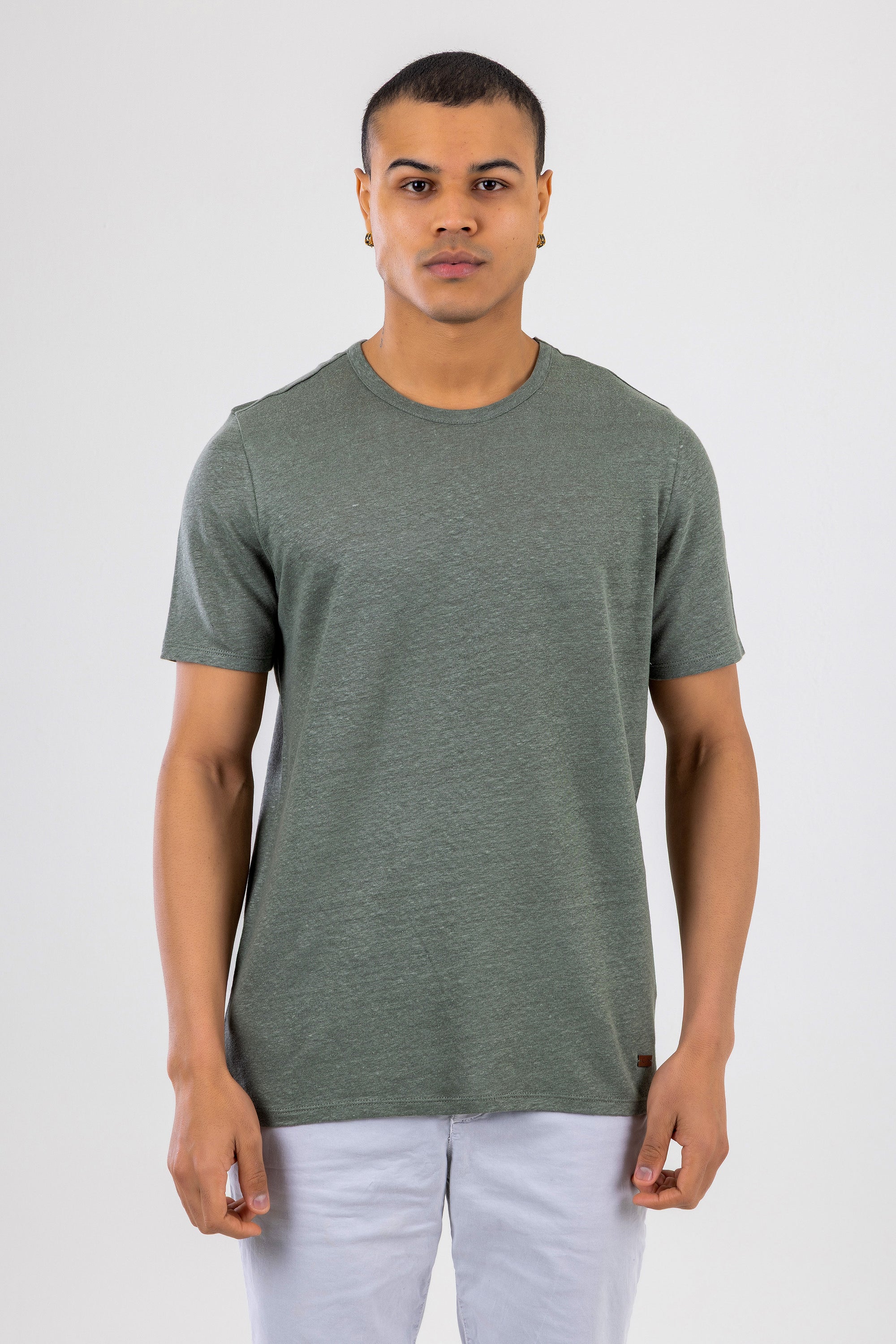 BRAD Olive Green Linen T-Shirt