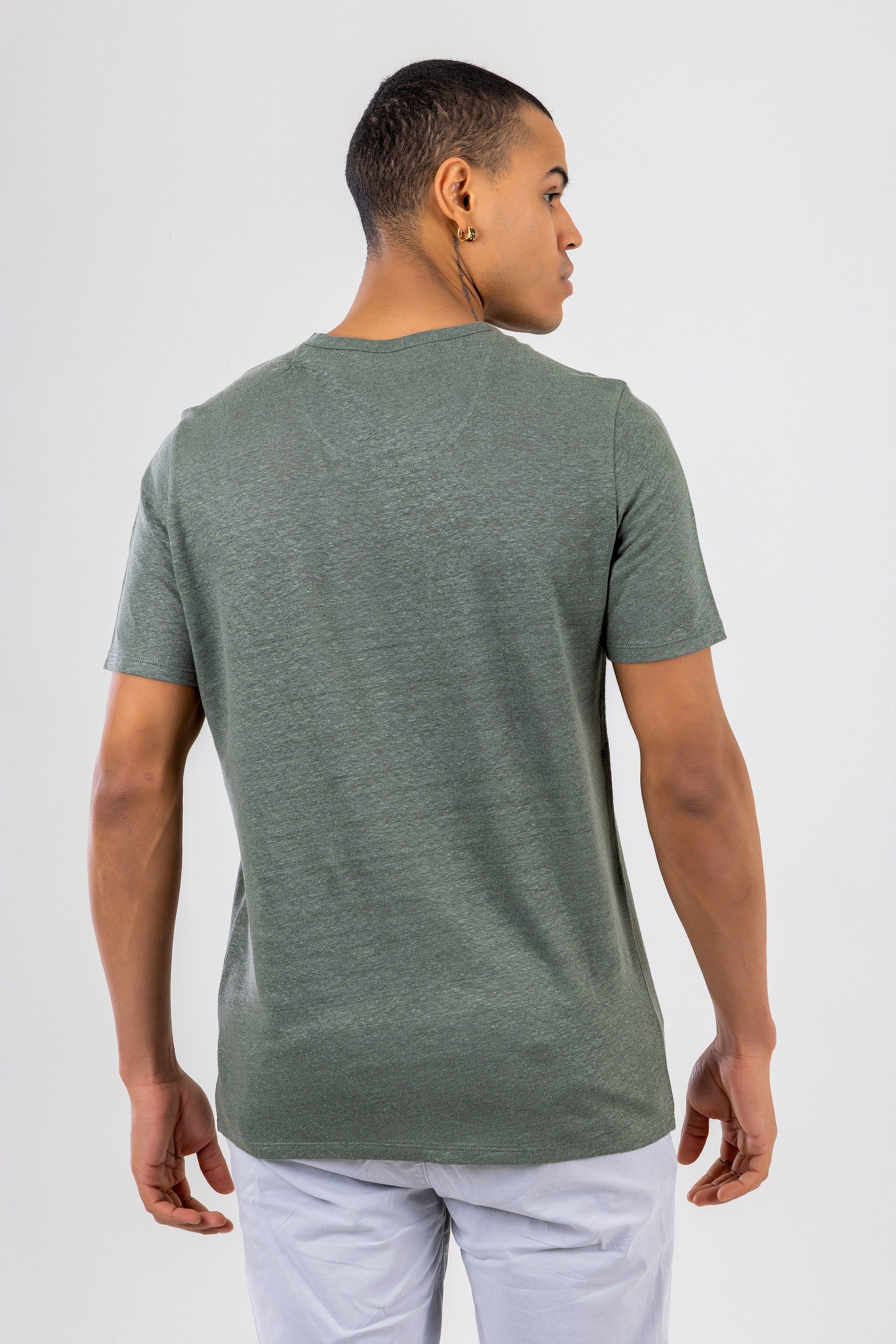 BRAD Olive Green Linen T-Shirt