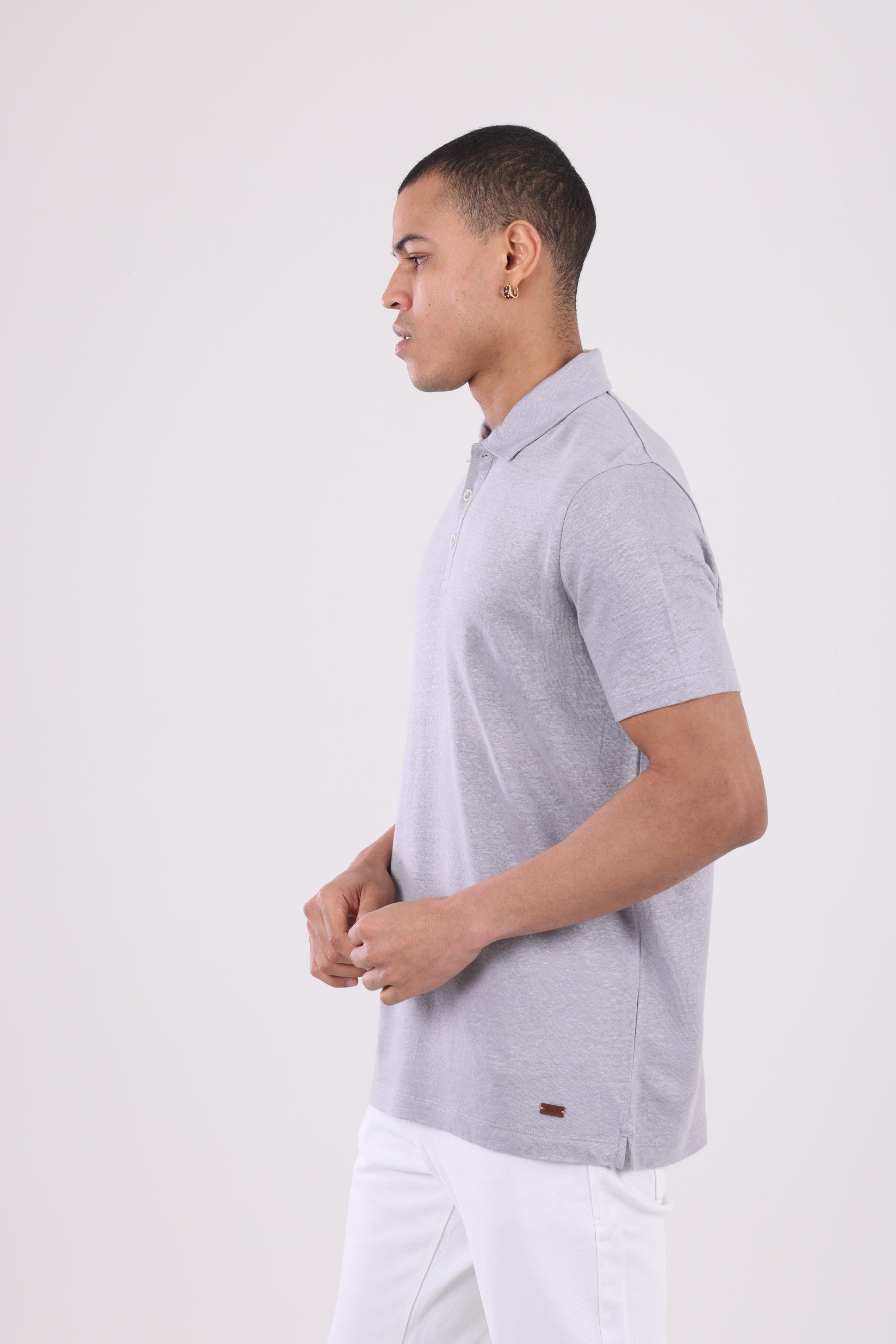 HUGH Classic Gray Linen Polo Shirt