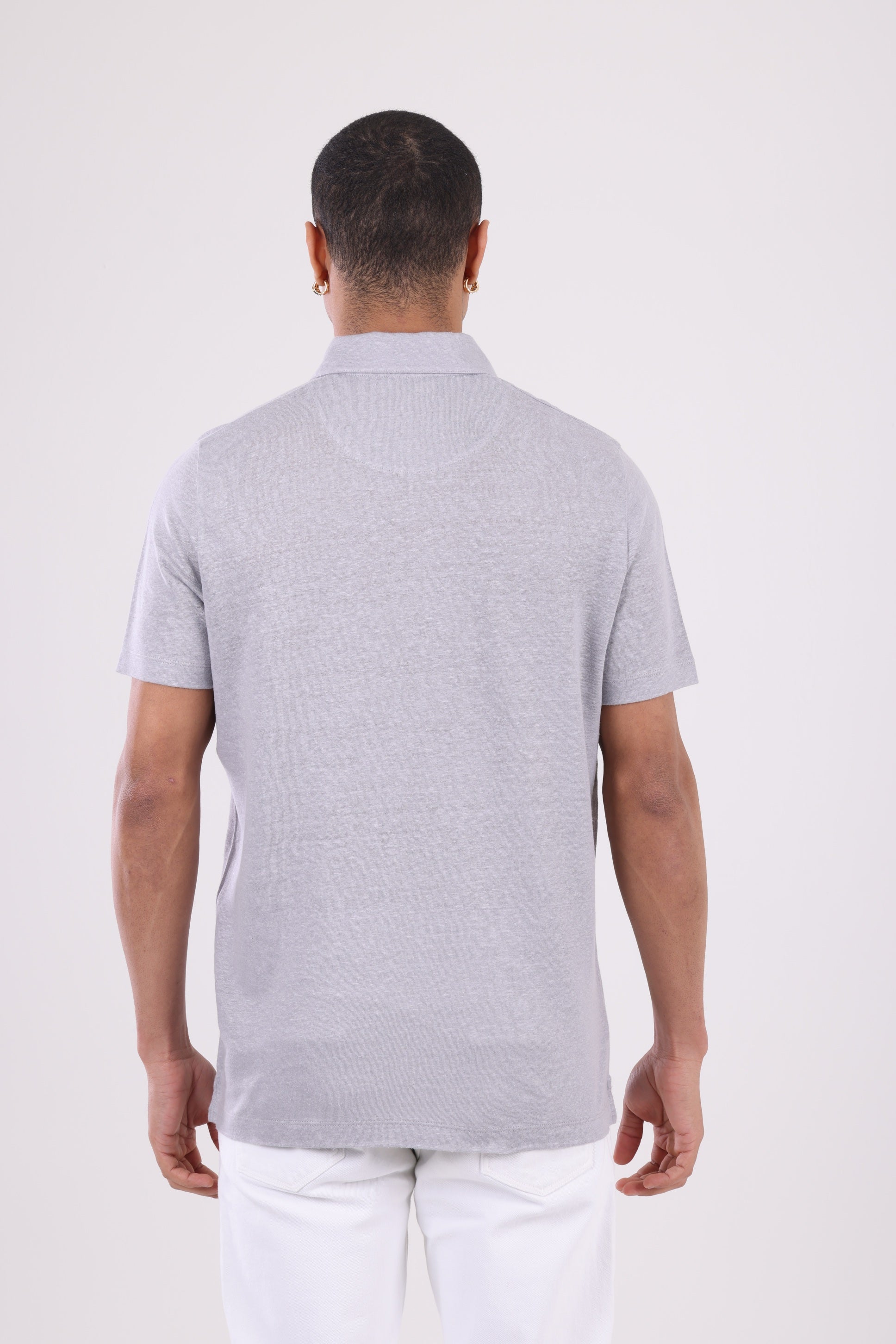 HUGH Classic Gray Linen Polo Shirt