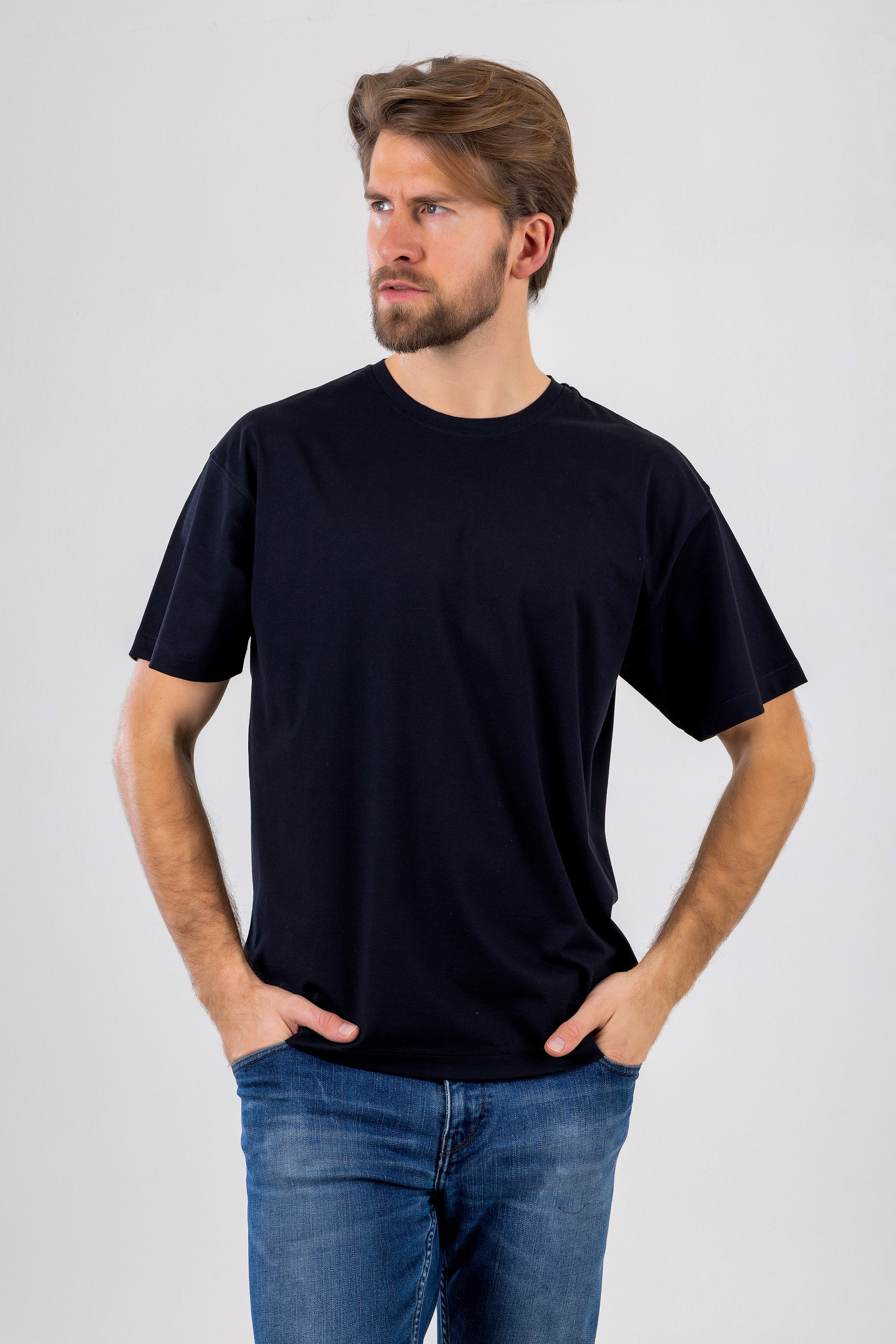 ROBERT Oversized Siyah Pamuklu Tişört