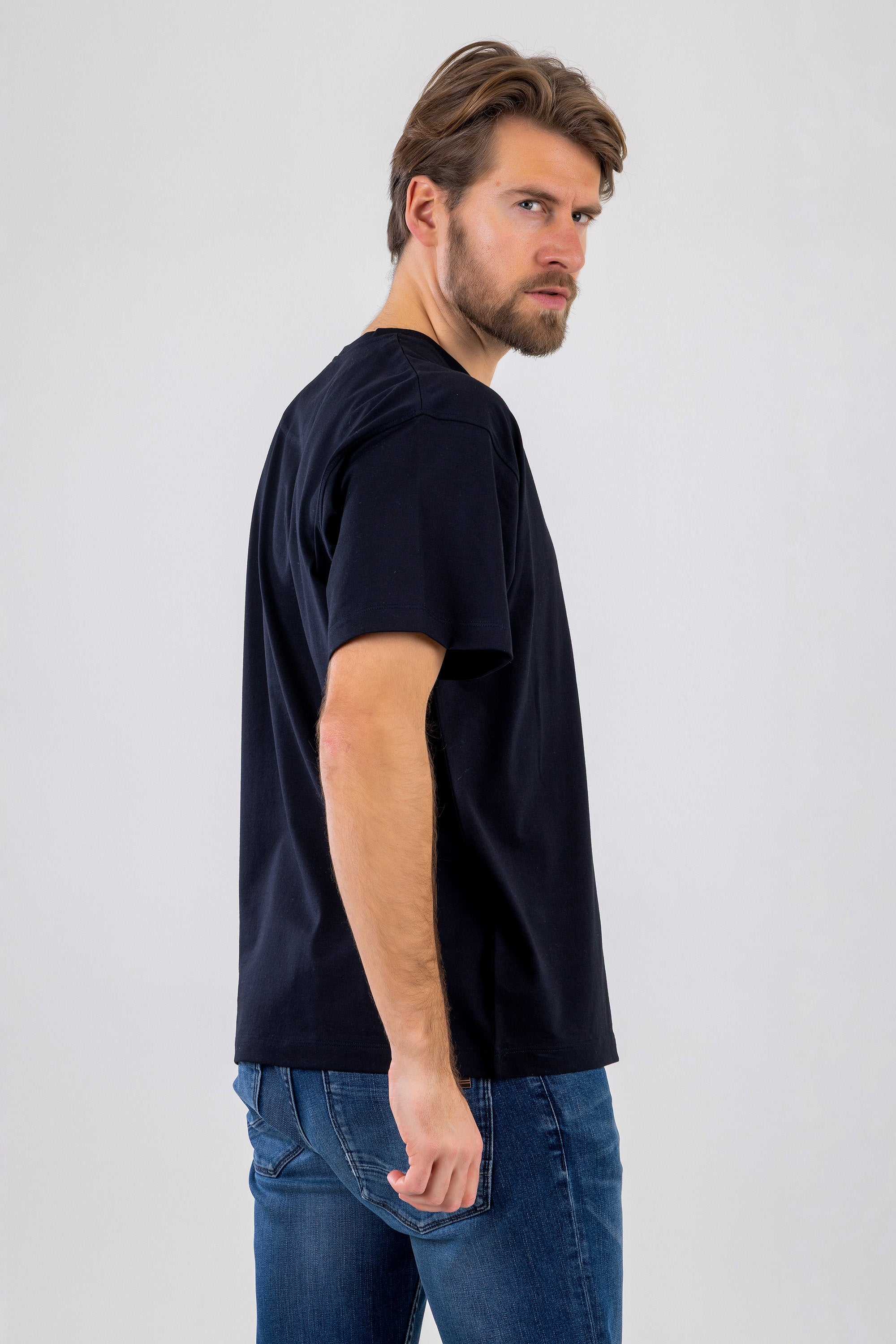 ROBERT Oversized Siyah Pamuklu Tişört