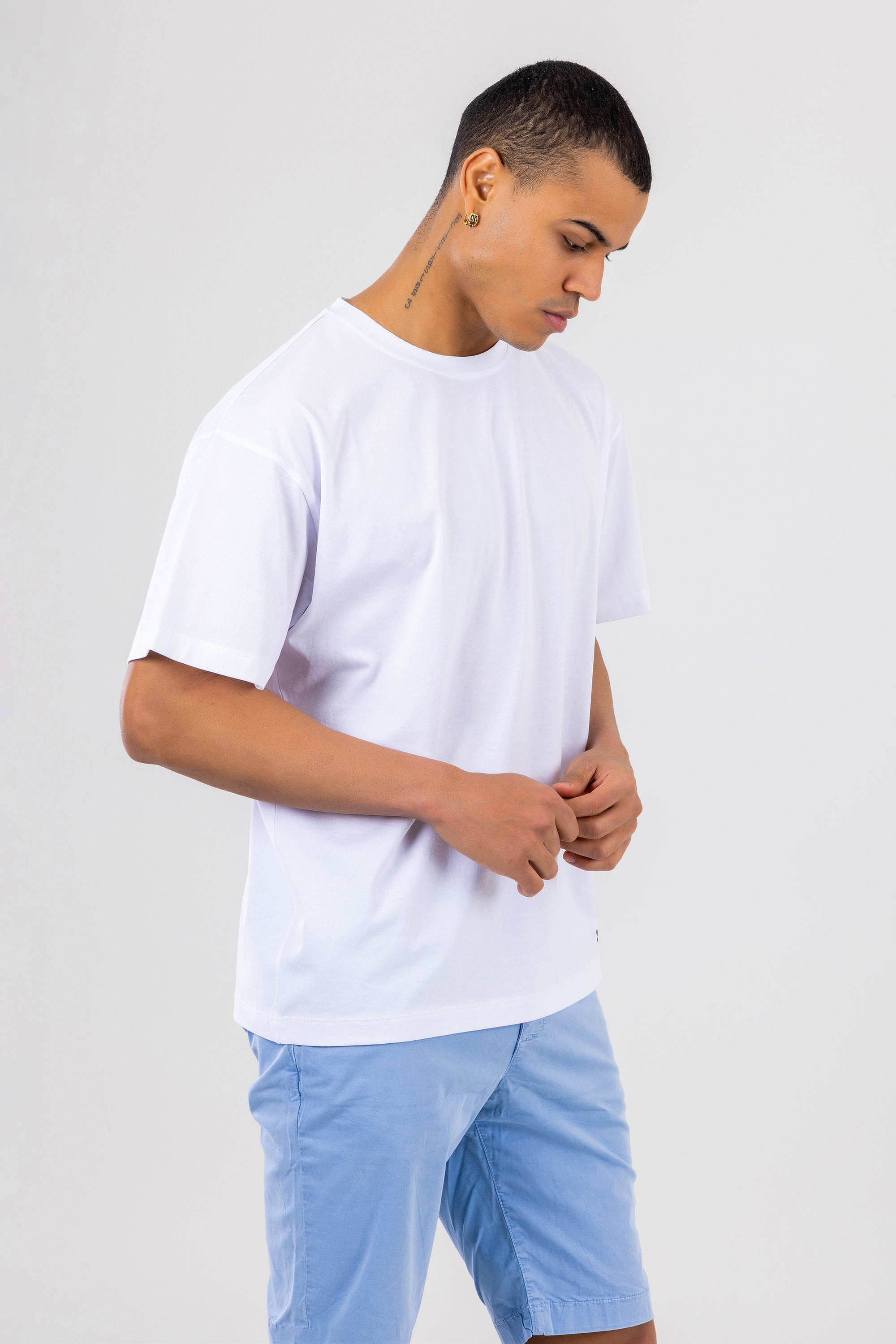 ROBERT Oversized Beyaz Pamuklu Tişört