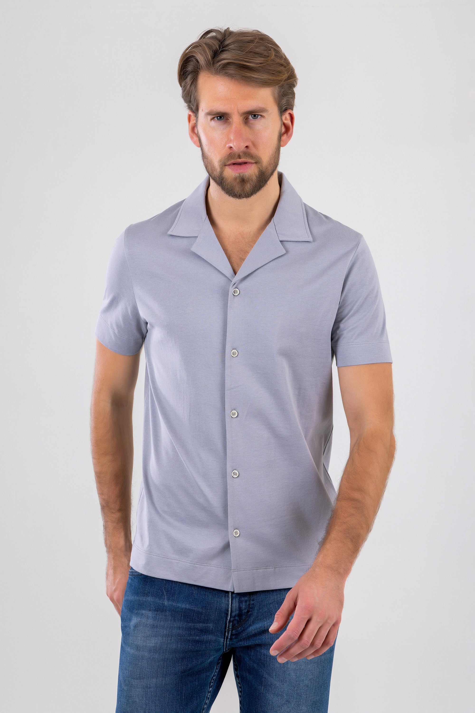SAMUEL Classic Gray Knitted Cotton Shirt