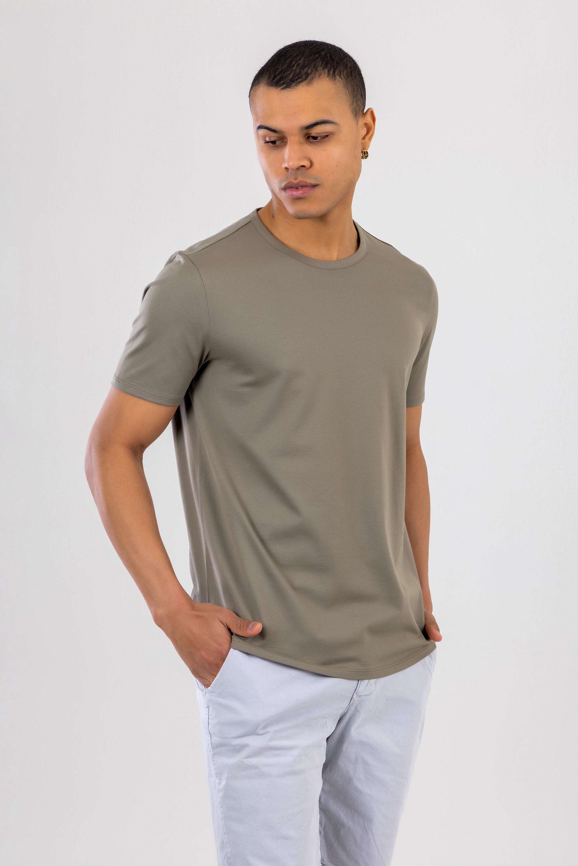 GARY Olive Green Cotton T-Shirt